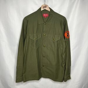 FW14 2014 Supreme NYC Army to Protect and Serve Work Button Shirt Olive Green M
